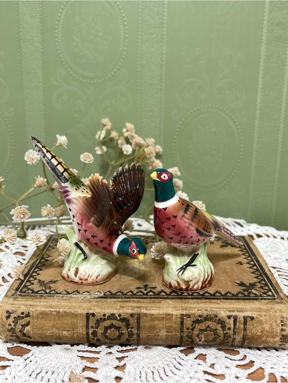 Pheasant Bird Salt Pepper Shakers Set Vintage Enesco Ceramic